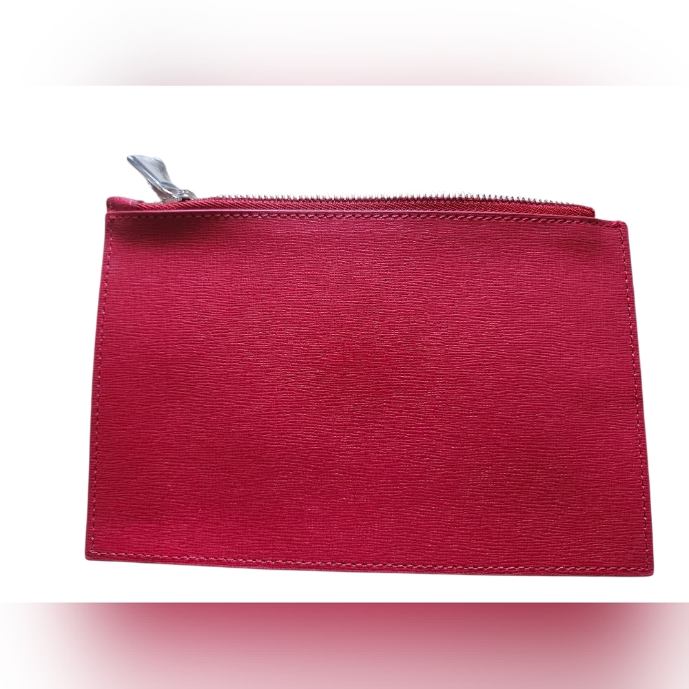 Furla Red Saffiano Leather Zip Pouch - Picture 2 of 3